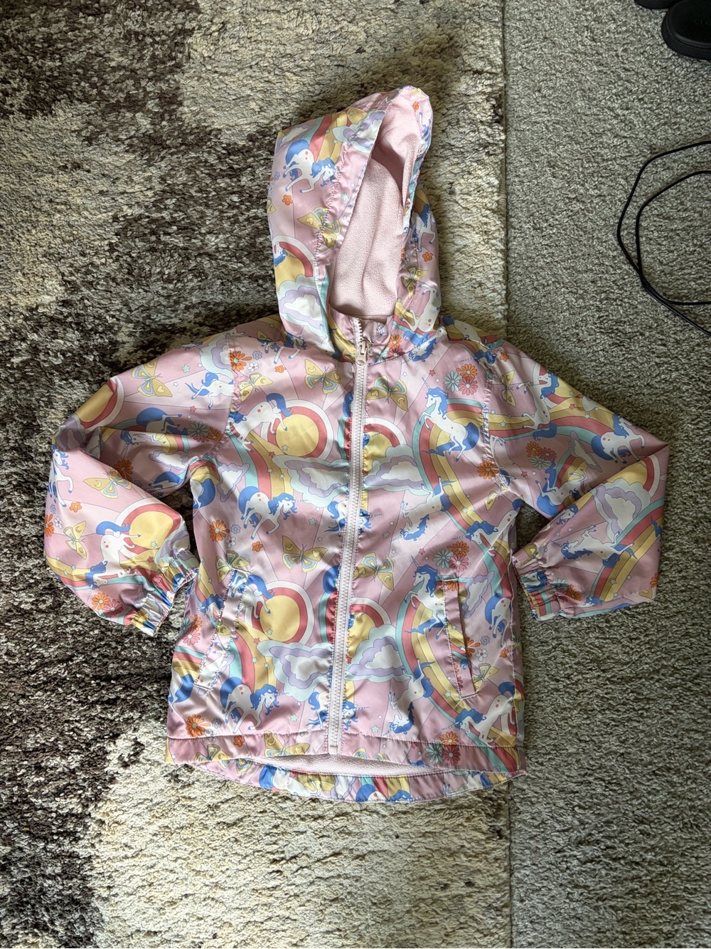 wonder nation Pink Unicorn & Rainbow Hooded Windbreaker